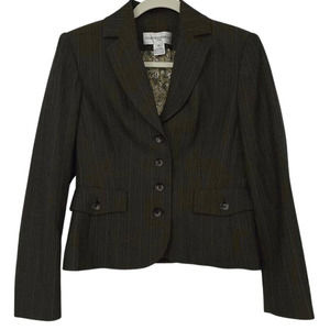JONES NEW YORK SUIT BROWN W/ BLUE STRIPES BLAZER SIZE 4 PETITE